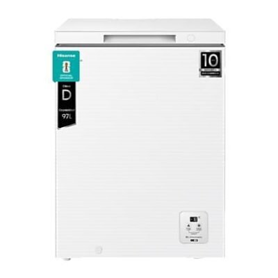 Congelador horizontal – Hisense FT100N1AWDL, 97 l, 85.8 cm, Congelador Convertible, Goma Antibacerias, Blanco