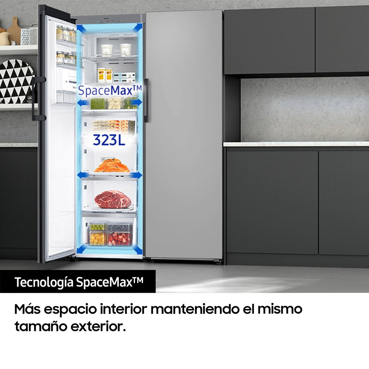 Congelador vertical - SAMSUNG RZ32A7485S9/EF, 323 l, 191,2 cm, Inox - Imagen 5