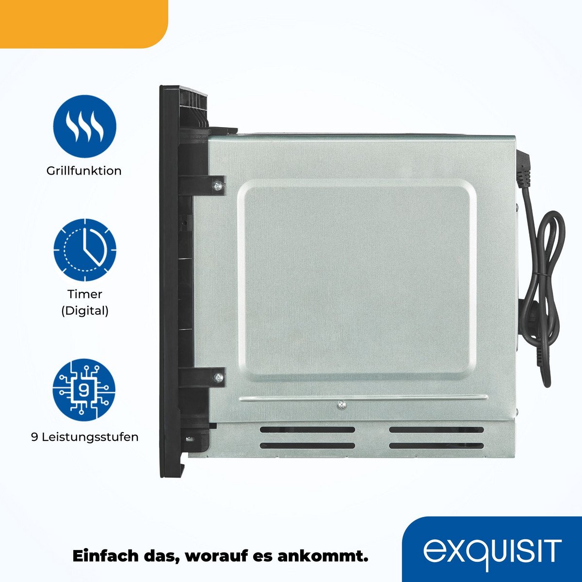 EXQUISIT Microondas integrable - EXQUISIT 815345001, 1450 W, 10 potencia, 25 l, Inox - Imagen 3
