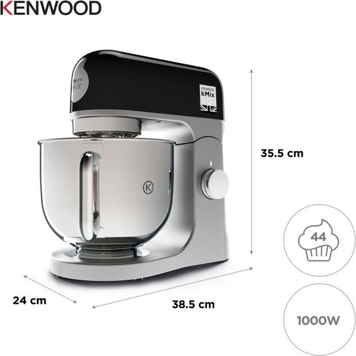 KENWOOD Robot de cocina - KENWOOD Kenwood Robot de Cocina KMX750BK. Bol 5L Acero Inoxidable. 1000 W, 1000 W, 5 l, Negro Rich - Imagen 5