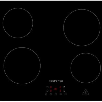 RESPEKTA Placa de vitrocerámica – RESPEKTA AKLBB1728015112, 4 zonas, 590 mm, Negro