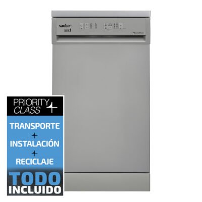 SAUBER Lavavajillas libre instalación 45 cm – SAUBER SERIE 1-DW453X V, 4 programas, 44,8 cm, Inox