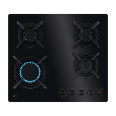 AEG Placa de gas – AEG HKB64453NB, 4 zone(s) zonas, NG + LPG (Propane/Butane), 5,20 cm, Negro