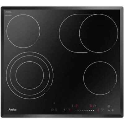 AMICA Placa de vitrocerámica – AMICA 23473, 4 zonas, 60 cm, Negro