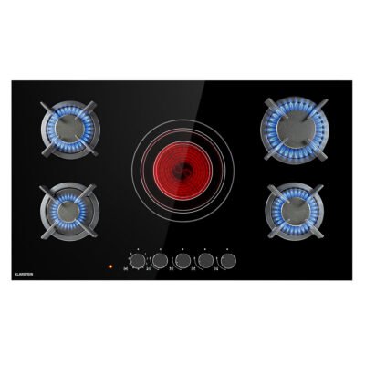 KLARSTEIN Placa de gas – KLARSTEIN MultiChef, 5 zonas, 87 cm, Negro