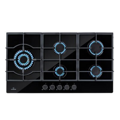 KLARSTEIN Placa de gas – KLARSTEIN Ignito Chef Edition, 5 zonas, 90 cm, Negro