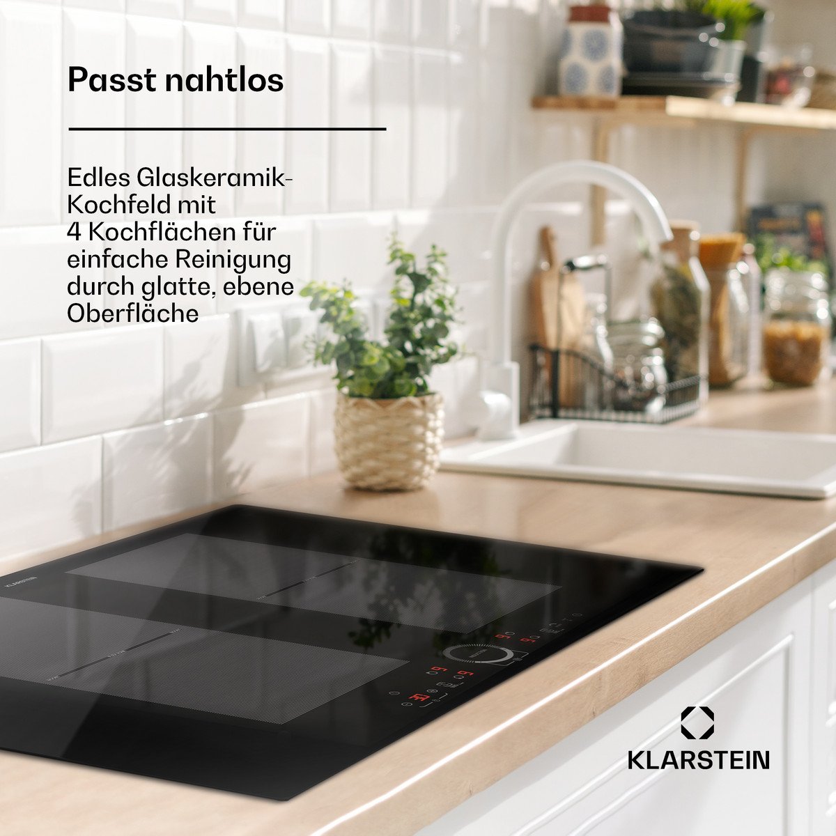 KLARSTEIN Placa de inducción - KLARSTEIN Delicatessa 77 Flex, 4 zonas, 77 cm, Negro - Imagen 2