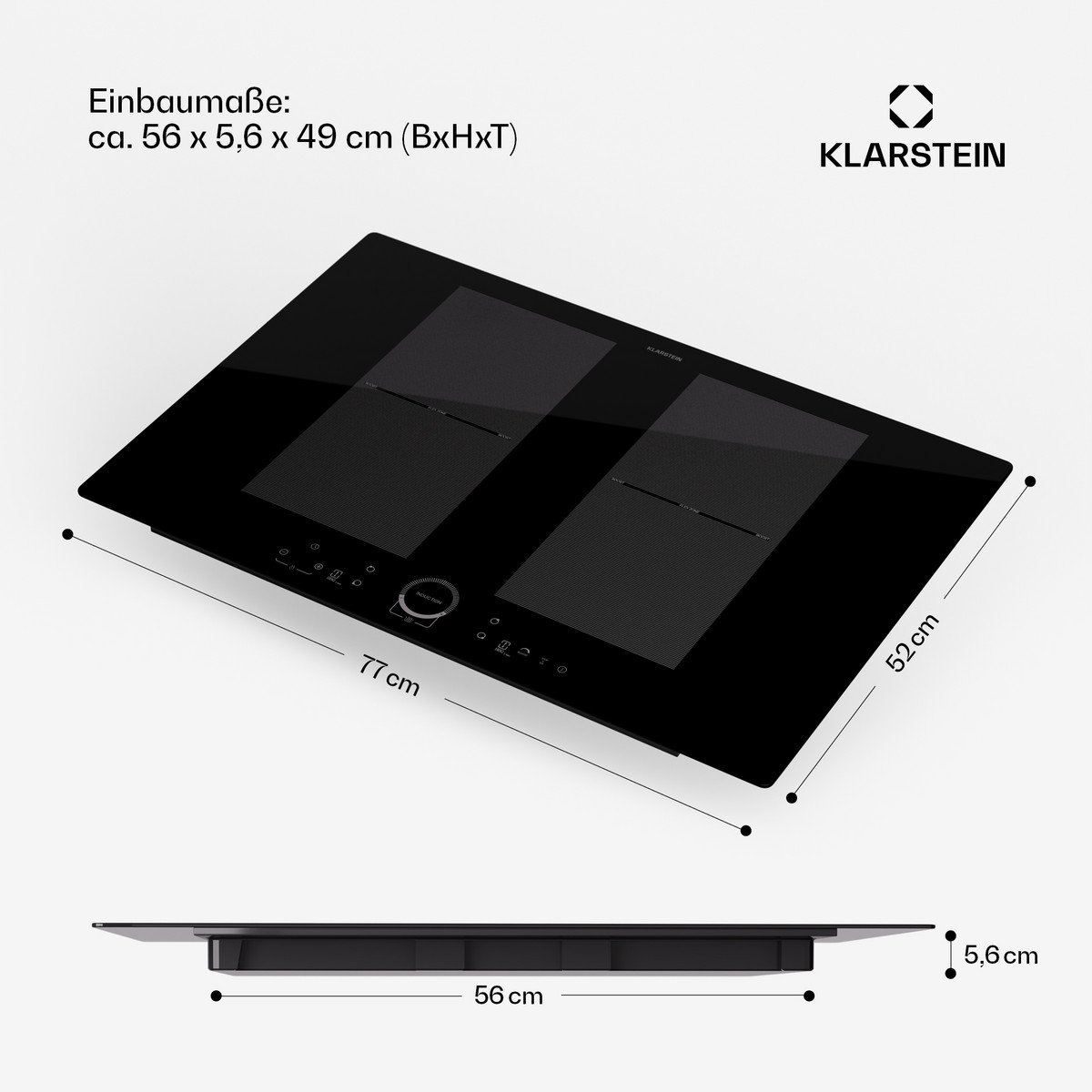 KLARSTEIN Placa de inducción - KLARSTEIN Delicatessa 77 Flex, 4 zonas, 77 cm, Negro - Imagen 8