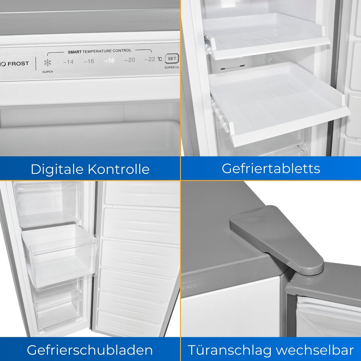 Congelador vertical - EXQUISIT GS271-NF-H-040D Inoxlook, 1705 mm, Inox - Imagen 3