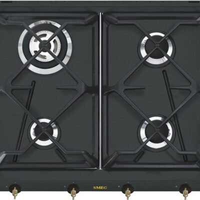 SMEG Placa de gas – SMEG 8017709233341, 4 zonas, Gas Natural, Gas Butano, Gas Propano, 10 cm, Inox