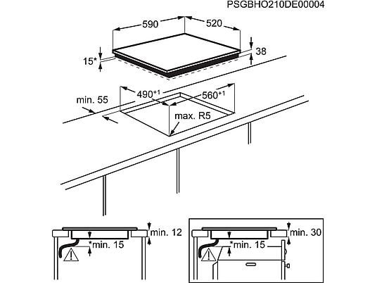 AEG Placa vitrocerámica - AEG HK623021FB, 3 zonas, Zona grande 27 cm, Mandos independientes, 60 cm, Negro - Imagen 2