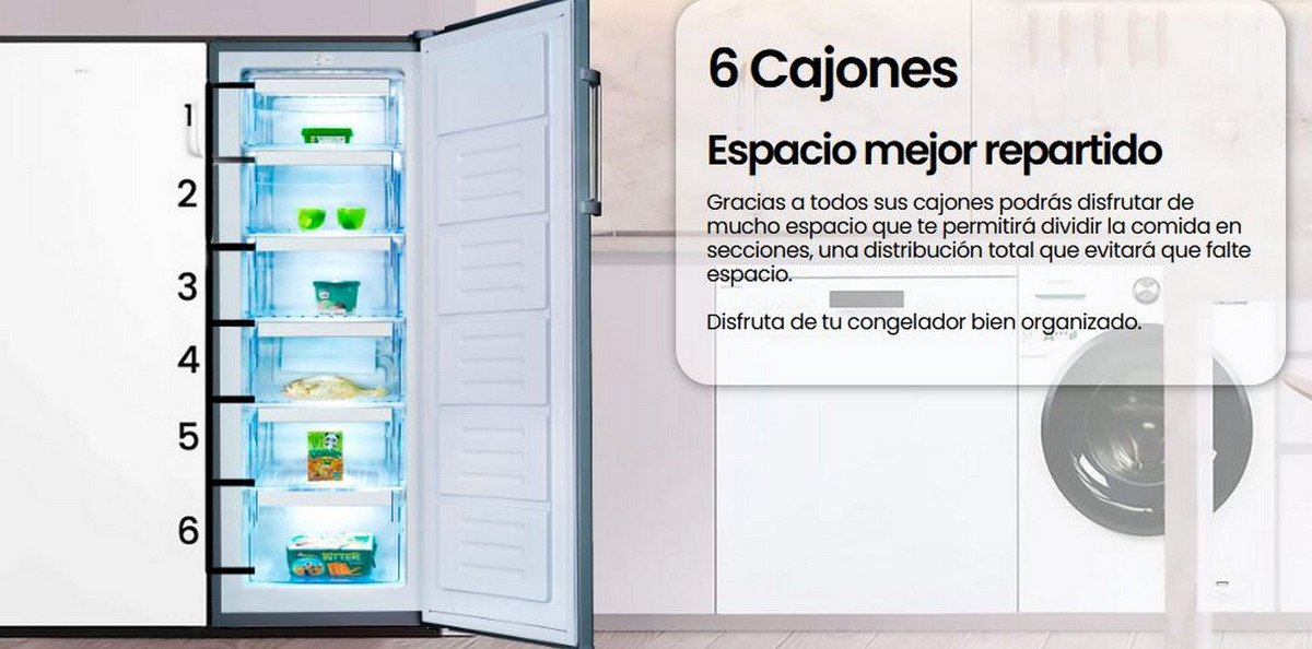 INFINITON Congelador vertical - INFINITON CV-172L14XEV, 172 l, 143,5 cm, Inox - Imagen 5
