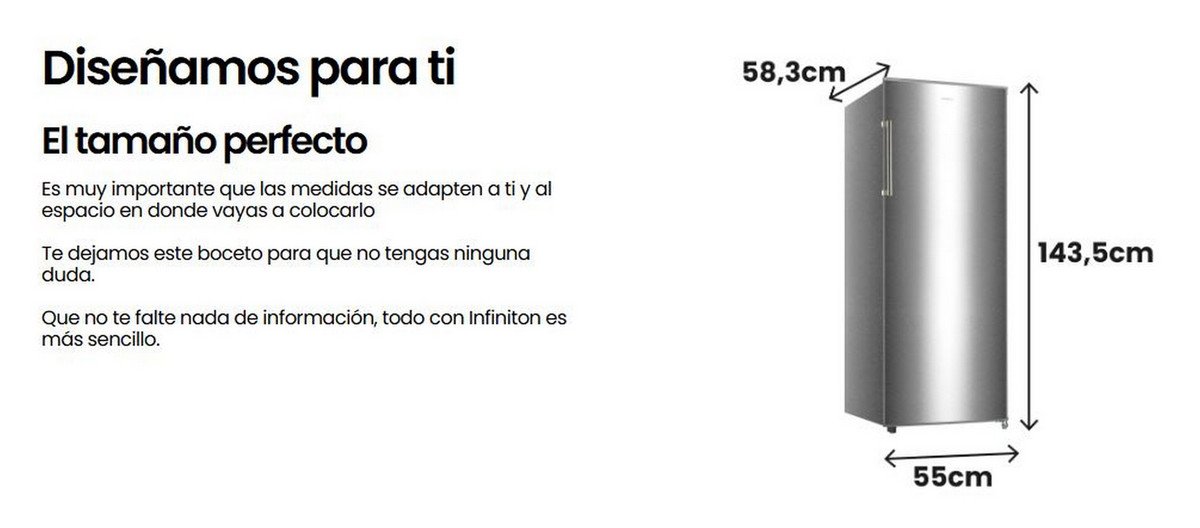 INFINITON Congelador vertical - INFINITON CV-172L14XEV, 172 l, 143,5 cm, Inox - Imagen 6