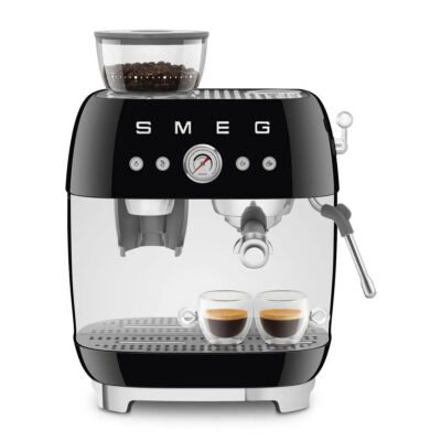 SMEG Cafetera express – SMEG EGF03BLEU, 20 bar, 1650 W, 2 tazas, Negro