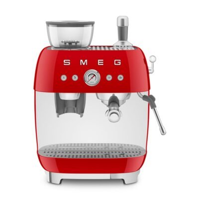 SMEG Cafetera express – SMEG EGF03RDEU, 15 bar, 1650 W, 2 tazas, Rojo