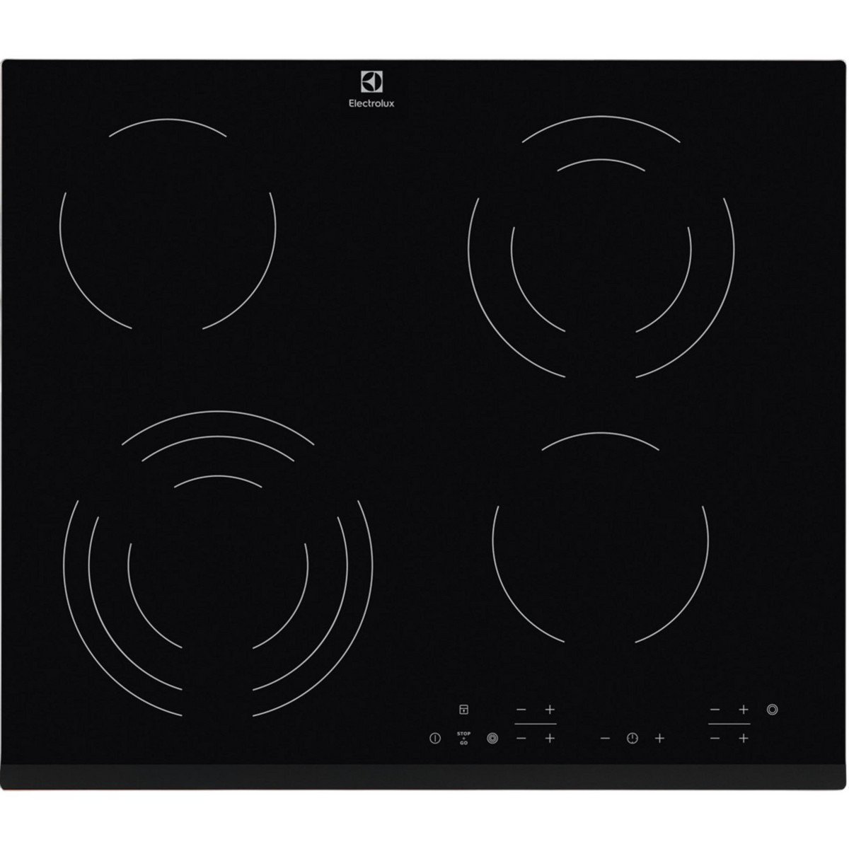 ELECTROLUX Placa de vitrocerámica - ELECTROLUX EHF6343FOK, 4 Fuegos zonas, 590 mm, Negro