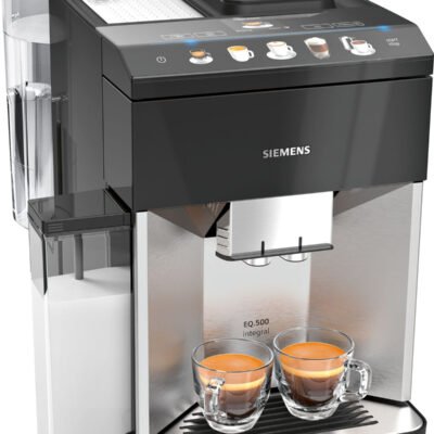 SIEMENS Cafetera superautomática – SIEMENS EQ.500 TQ507R03, 15 bar, 1500 W, 2,0 tazas, Negro, Acero inoxidable