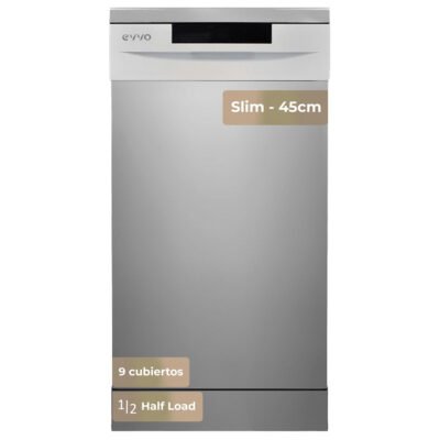 EVVO Lavavajillas libre instalación 45 cm – EVVO D1X Slim, 5 programas, 45,0 cm, Inox
