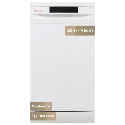 EVVO Lavavajillas libre instalación 45 cm – EVVO D1 Slim, 5 programas, 448 mm, Blanco
