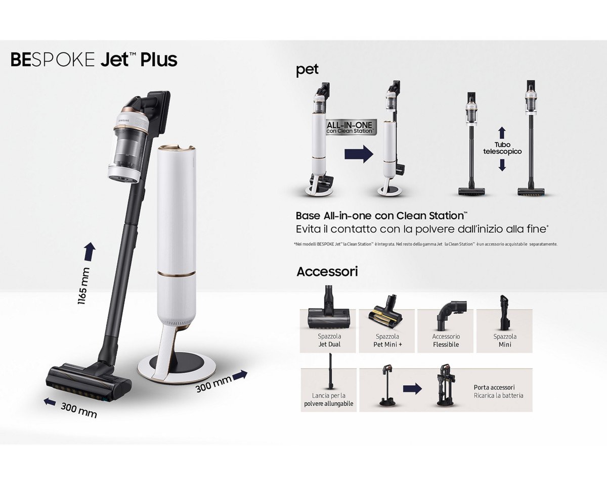 SAMSUNG Aspirador escoba - SAMSUNG VS20B95823W/WA, 210 W, Potencia de succión 210 AirWatt, Depósito 0,5 l, Autonomía 60 min, Blanco - Imagen 8