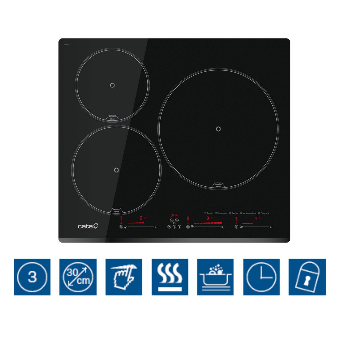 CATA Placa de inducción - CATA INSB 6003E2 BK, 3 zonas, 59 cm, Negro - Imagen 2