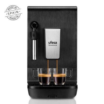 UFESA Cafetera superautomática – UFESA Sensazione, 20 bar, 1550 W, Negro y Plata