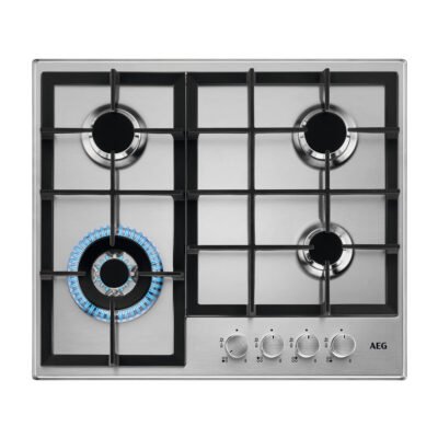 AEG Placa de gas – AEG HGB64400SM, 4.0000 zonas, 59,5 cm, Plata