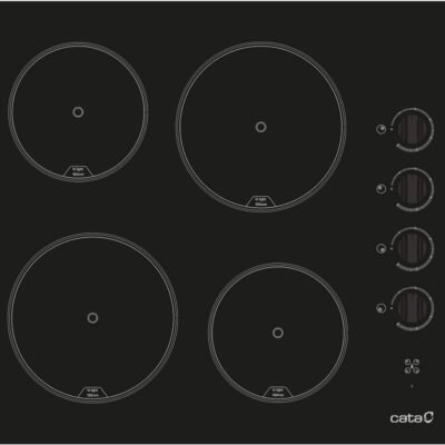 CATA Placa de vitrocerámica – CATA 08072202, 4 zonas, 59 cm, Negro