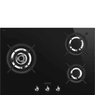SMEG Placa de gas – SMEG PV373LCN, 3 zonas, G20 Gas Natural, 720 mm, Inox