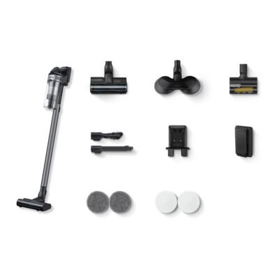 SAMSUNG Aspirador escoba – SAMSUNG VS20B75ADR5/WA, 550 W, Potencia de succión 200 AirWatt, Depósito 0,8 l, Autonomía 60 min, Negro, Gris