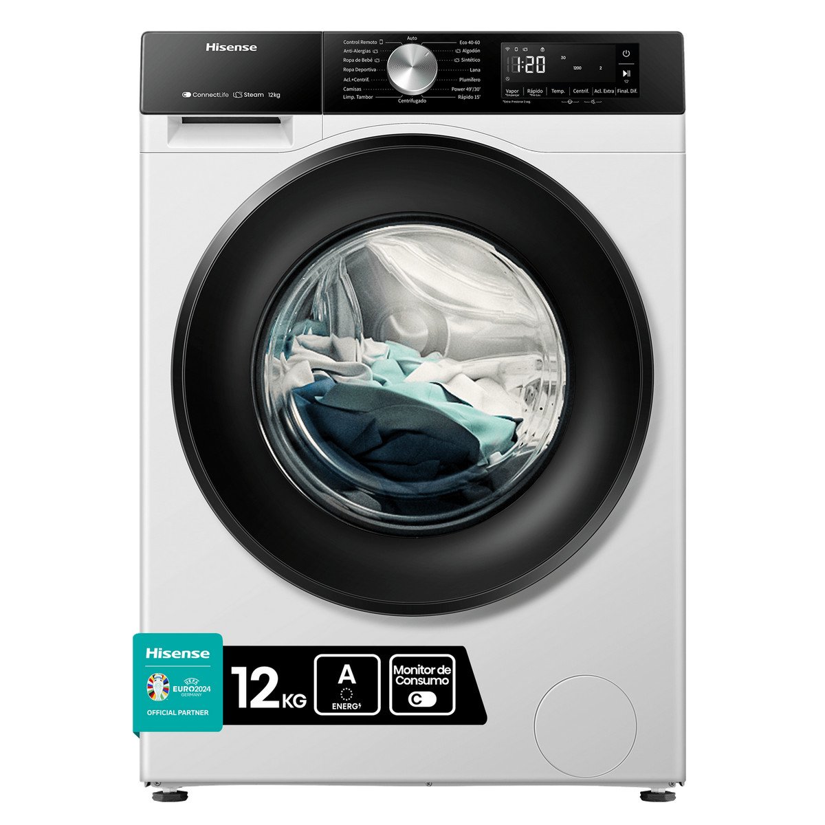 HISENSE Lavadora carga frontal - HISENSE WF3S1243BW3, 12 kg, 1400 rpm, 19 programas, Blanco