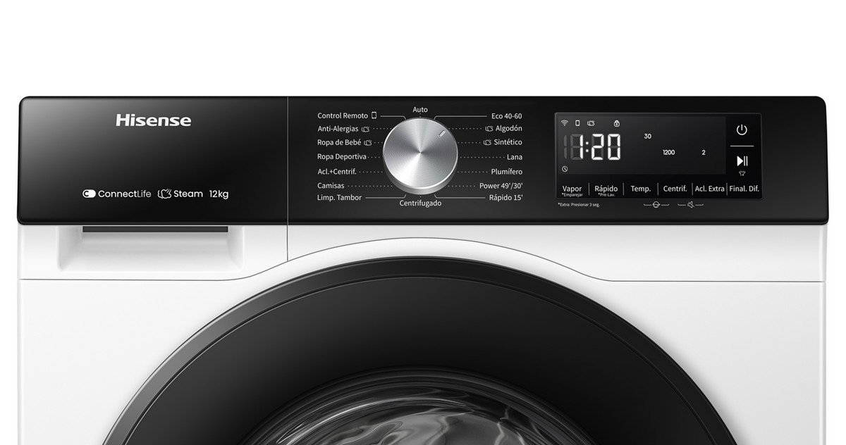 HISENSE Lavadora carga frontal - HISENSE WF3S1243BW3, 12 kg, 1400 rpm, 19 programas, Blanco - Imagen 4