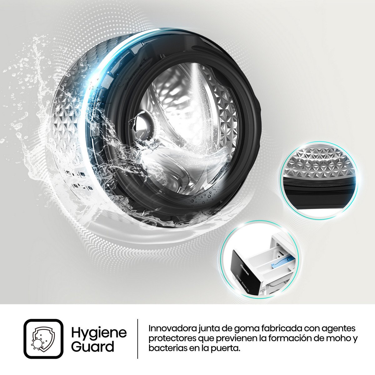 HISENSE Lavadora carga frontal - HISENSE WF3S1243BW3, 12 kg, 1400 rpm, 19 programas, Blanco - Imagen 8