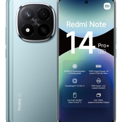 XIAOMI Redmi Note 14 Pro+ 5G, Azul ártico, Móvil HyperOS, 512 GB, 12 GB RAM, 6,67 » AMOLED 1.5K, Snapdragon 7s Gen 3., 5110 mAh