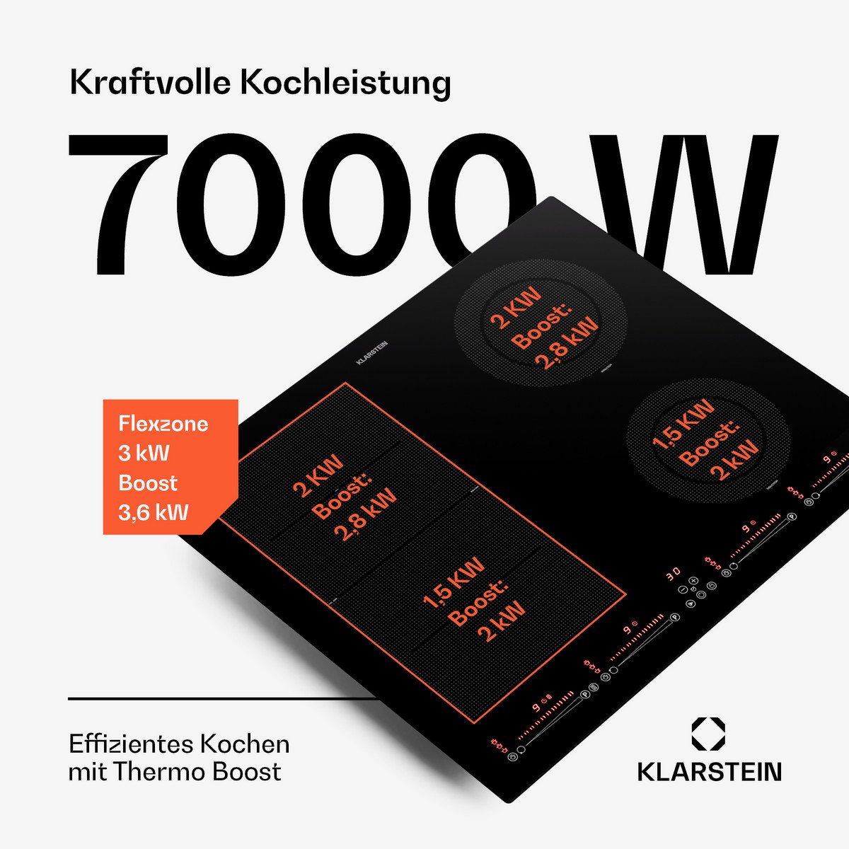 KLARSTEIN Placa de inducción - KLARSTEIN Masterzone 60 Hybrid, 4 zonas, 59 cm, Negro - Imagen 3