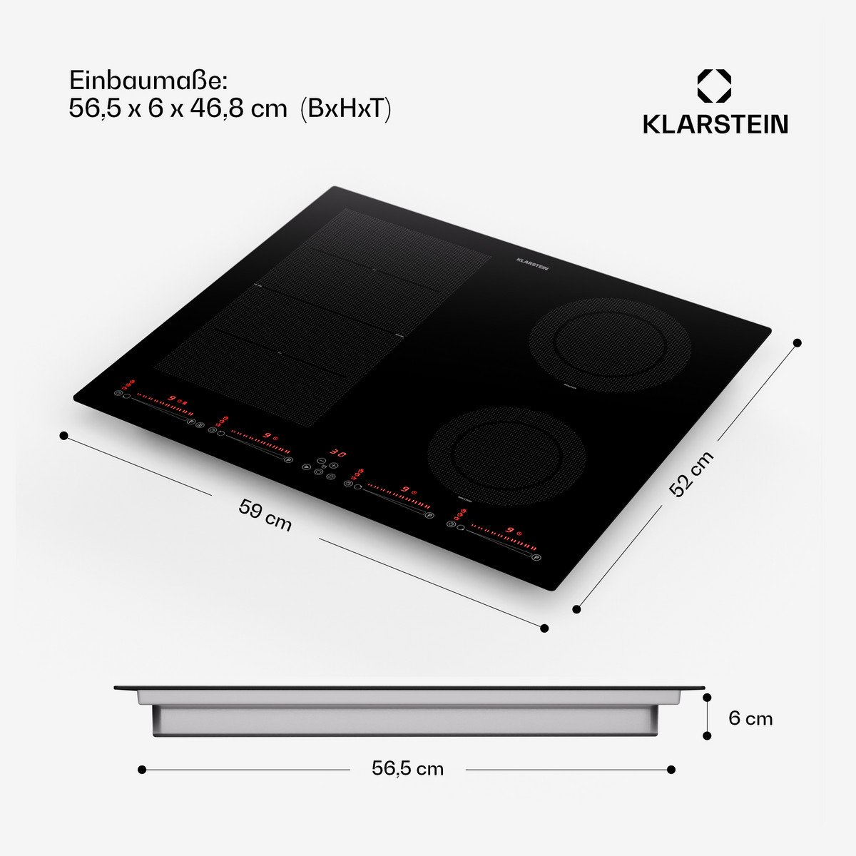 KLARSTEIN Placa de inducción - KLARSTEIN Masterzone 60 Hybrid, 4 zonas, 59 cm, Negro - Imagen 7