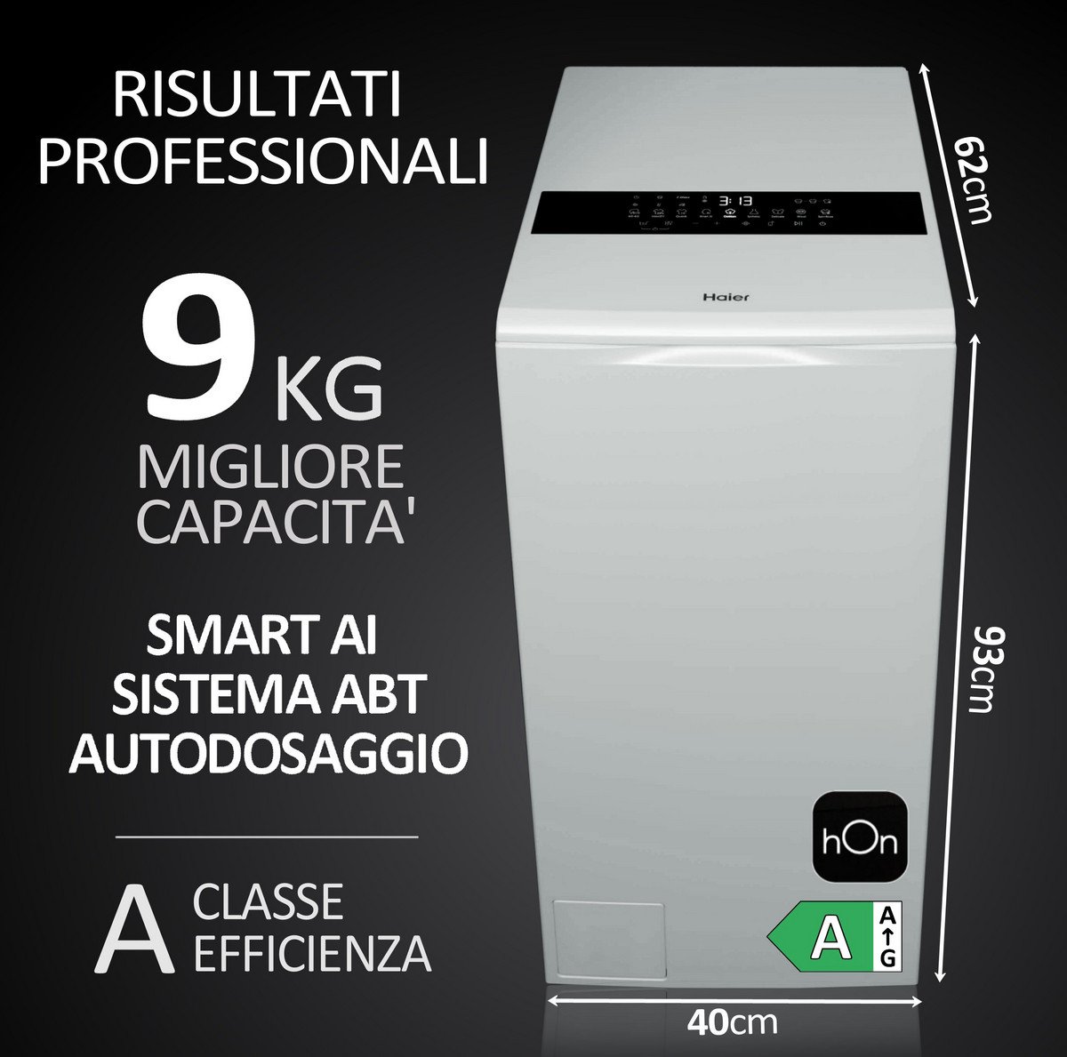 HAIER Lavadora carga superior - HAIER HW90-BPD13386U-S, 9 kg, 1300 rpm, 12 programas, Blanco - Imagen 5