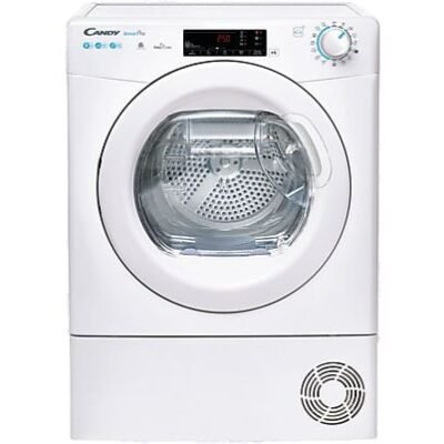 Candy Secadora bomba de calor – Candy Smart Pro CSOE H9A2TE-S, 9kg, 15 programas, Wi-Fi, Función anti-arrugas, Blanco