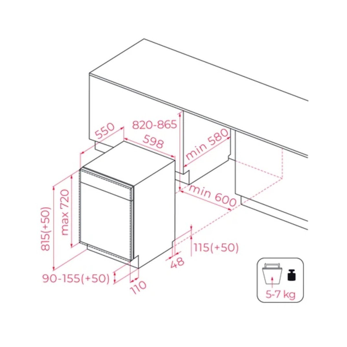 Lavavajillas integrable 60 cm - TEKA DFI 46740, 14 servicios, 6 programas, 550 mm, No aplicable - Imagen 6