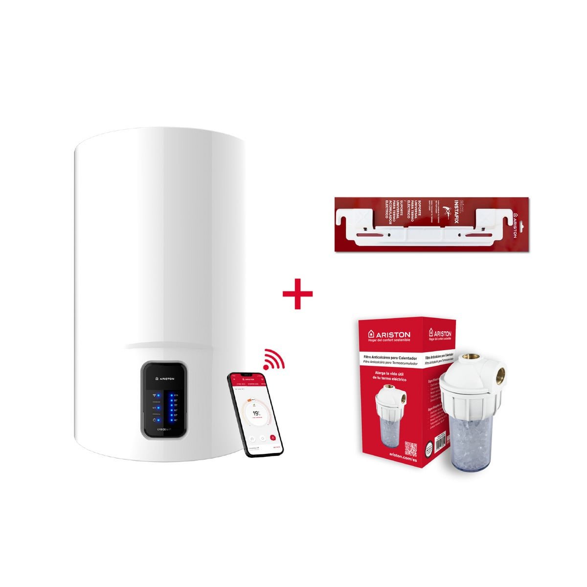 LYDOS Termo Eléctrico - LYDOS WIFI 50 V 1,5K EU + INSTA + POLIF ARISTON, 50 l, Blanco