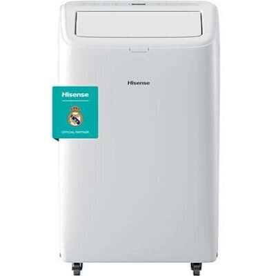 Hisense Aire acondicionado portátil – Hisense APH12QC, 2923 fg/h, 3 velocidades, Bomba de calor, 24 m², Kit Ventana, Mando a distancia, WiFi, Blanco