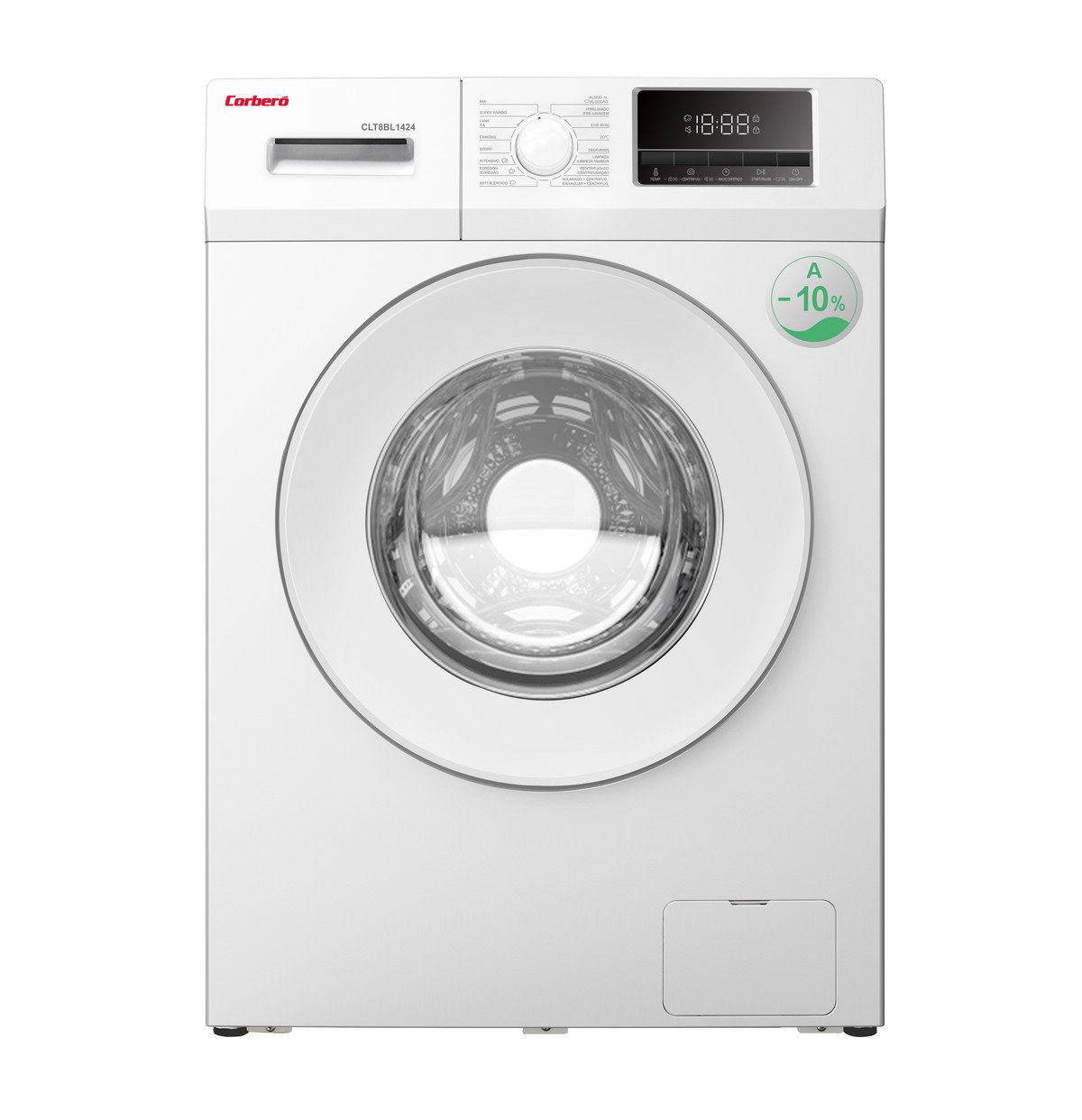 CORBERO Lavadora carga frontal - CORBERO CLT8BL1424, 8 kg, 16 programas, Blanco