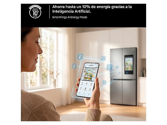 Samsung Frigorífico combi - Samsung Smart RB34C602DSA/EF, No Frost, 185.3cm, 344l, Mono Cooling, WiFi, Inox - Imagen 7