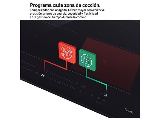 LG Placa inducción - LG CBIZ2437B, 4 Zonas, 2 Zonas Flex, 59 cm, Cristal Negro - Imagen 8
