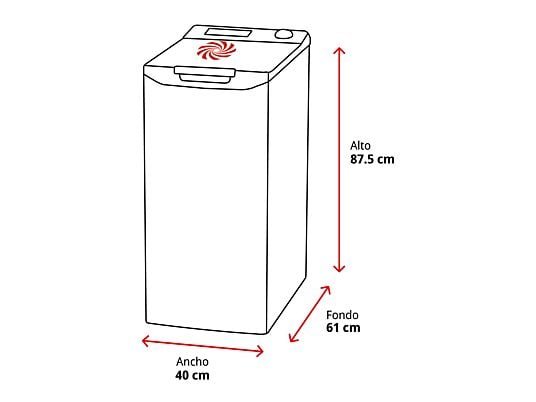 Midea Lavadora carga superior - Midea MF100T80B/W-ES, 8 kg, 1300 rpm, 15 programas, Display, Blanco - Imagen 2
