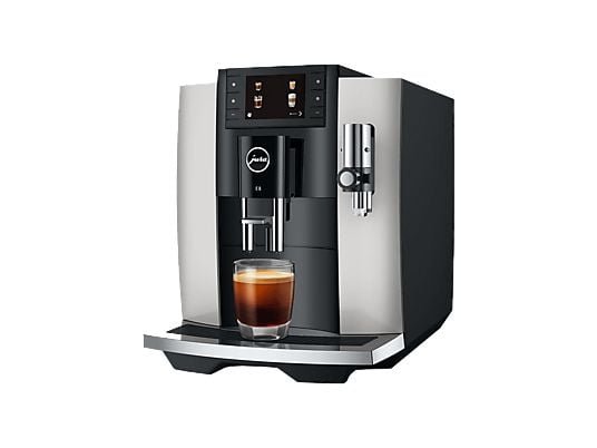 Jura Cafetera superautomática - Jura E8, 15 bar, 1450W, 2 tazas, 17 programas, Pantalla a color, Platino