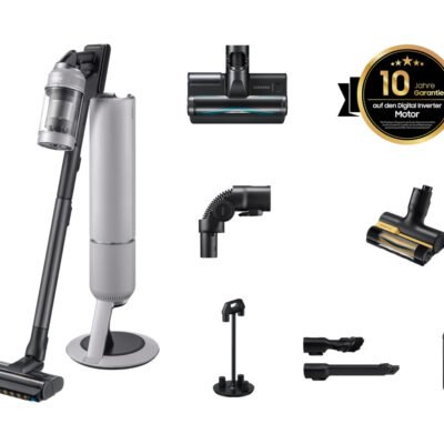 SAMSUNG Aspiradora escoba – SAMSUNG VS80F28ELP, 1 W, Potencia de succión 280 AirWatt, Depósito 0,5 l, Gris