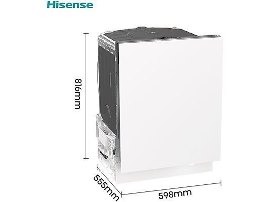 Lavavajillas integrable - Hisense HV673C61, 16 servicios, 7 programas, 59.8 cm, WiFi, Tercera Bandeja, Sin Panelar - Imagen 2