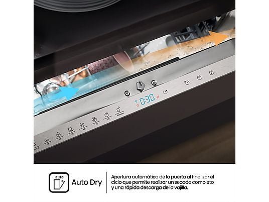 Lavavajillas integrable - Hisense HV673C61, 16 servicios, 7 programas, 59.8 cm, WiFi, Tercera Bandeja, Sin Panelar - Imagen 8