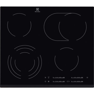 ELECTROLUX Placa de vitrocerámica – ELECTROLUX EHF6547FOK, 4 zone(s) zonas, 590 mm, Negro